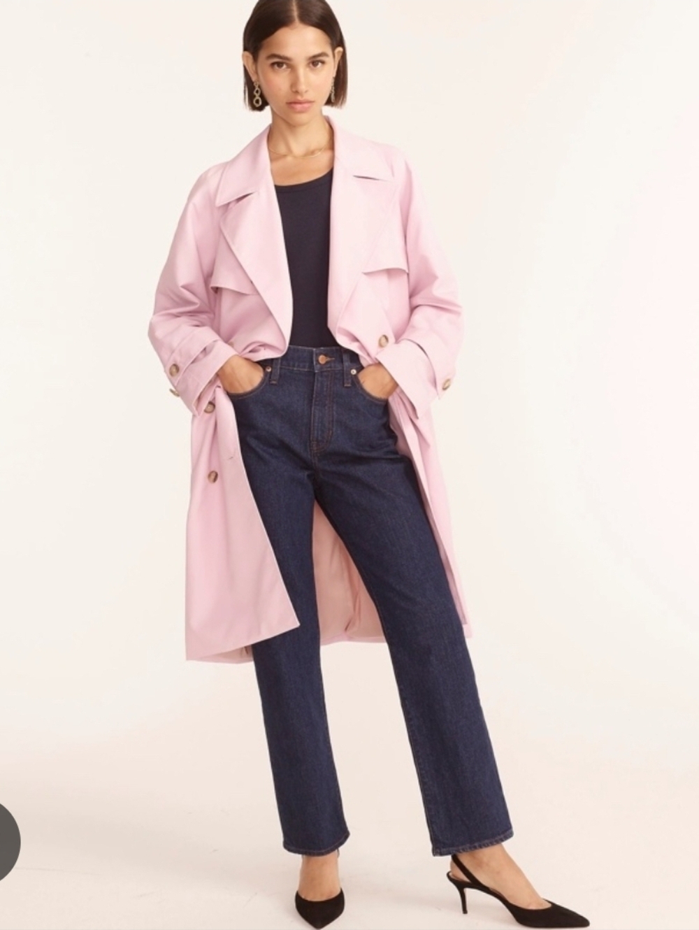 Soft Pink Trench Coat J. Crew Preppy Dopamine Minimalist Career - Picture 2 of 10